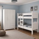 Ver imagem 4 de Kit de Quarto Beliche Madrid Vira 2 Camas + Guarda-Roupa Paris 4 Portas 2 Gavetas Casal - Branco