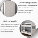 Ver imagem 6 de Kit de Quarto Beliche Madrid Vira 2 Camas + Guarda-Roupa Paris 4 Portas 2 Gavetas Casal - Branco