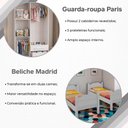 Ver imagem 5 de Kit de Quarto Beliche Madrid Vira 2 Camas + Guarda-Roupa Paris 4 Portas 2 Gavetas Casal - Branco