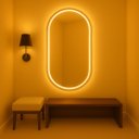 Ver imagem 5 de Espelho Oval Moderno Jateado LED 3 Cores 60x80 cm Touch