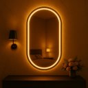 Ver imagem 6 de Espelho Oval Moderno Jateado LED 3 Cores 60x80 cm Touch