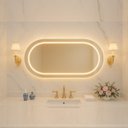 Ver imagem 4 de Espelho Oval Moderno Jateado LED 3 Cores 60x80 cm Touch