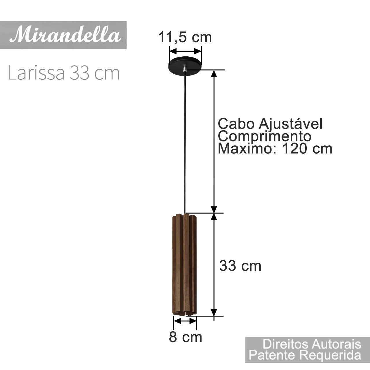 3 Pendente Luminária Madeira 33cm para Bancada - 3