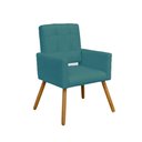 Ver imagem 1 de Poltrona Cadeira Decorativa c/ Costas Vazadas Camila Pés Palito Suede Azul Turquesa - LM DECOR