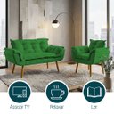 Ver imagem 5 de Kit Namoradeira e Poltrona Decorativa para Sala Recepção Manicure Consultório Alice Tecido Suede