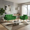Ver imagem 1 de Kit Namoradeira e Poltrona Decorativa para Sala Recepção Manicure Consultório Alice Tecido Suede