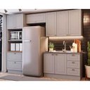 Ver imagem 1 de Cozinha Completa Henn 4 Peças 2 Portas 3 Gavetas MDF-MDP 120cm Cinza com Nature Balcão Armário a