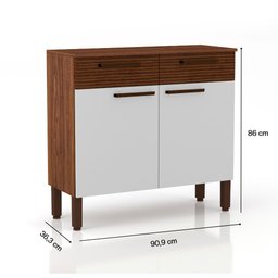 Balcão de Cozinha Ripado Nala - Mdf/mdp 2 Portas 2 Gavetas com Tampo Incluso - Kits Paraná - 4