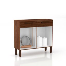 Balcão de Cozinha Ripado Nala - Mdf/mdp 2 Portas 2 Gavetas com Tampo Incluso - Kits Paraná - 3