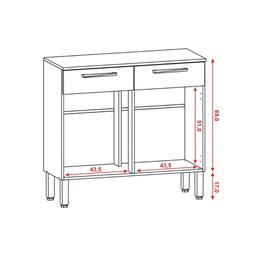 Balcão de Cozinha Ripado Nala - Mdf/mdp 2 Portas 2 Gavetas com Tampo Incluso - Kits Paraná - 5