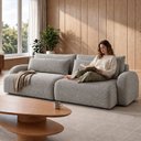 Ver imagem 5 de Sofá Cama Modular Orgânico Retrátil 4 Lugares 250cm com Base em Madeira Maciça Oxford