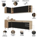 Ver imagem 3 de Armário de Cozinha Modulado de Canto Direito 5 Peças Cp43 Balcão sem Tampo Castanho/preto - Lumil Lu