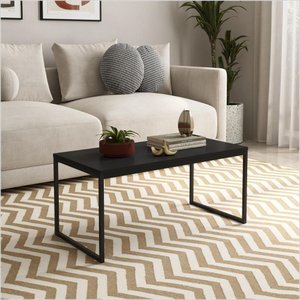 Mesa Centro Sala Pés de Ferro Industrial 80x40 Tampo Mdf Preto Carmin