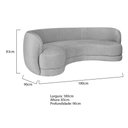 Ver imagem 3 de Sofá Curvo 3 Lugares Sala de Estar Recepção Noruega 180cm Linho Cinza Claro - Amarena Móveis