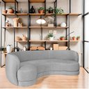 Ver imagem 2 de Sofá Curvo 3 Lugares Sala de Estar Recepção Noruega 180cm Linho Cinza Claro - Amarena Móveis