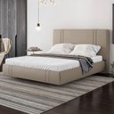 Ver imagem 1 de Cama King Flutuante com Cabeceira 195cm Astra S04 Linho Bege - Lyam Decor