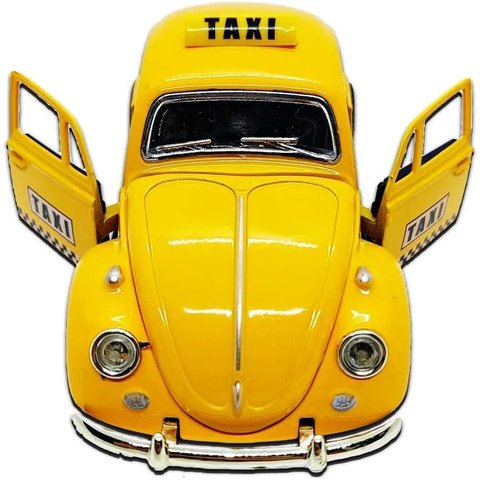 Super Carrinho de Ferro Fusca Clássico 1967 Miniatura Cor Amarelo Táxi