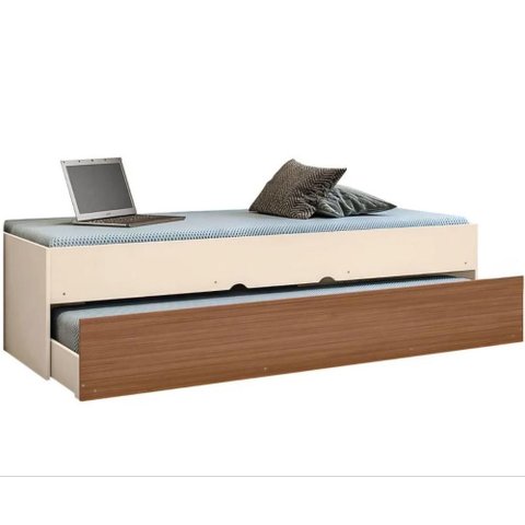 Cama Infantil com Cama Auxiliar Chiara Off White Amadeirado - Phoenix Baby