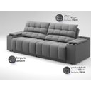 Ver imagem 4 de Sofá com Porta Copos Carregador Usb Ret Rec Samurai 2,50m Velosuede Grafite - Netsofas