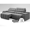 Ver imagem 7 de Sofá com Porta Copos Carregador Usb Ret Rec Samurai 2,50m Velosuede Grafite - Netsofas