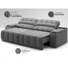 Sofá com Porta Copos Carregador USB Ret Rec Samurai 2,50m Velosuede Grafite - NETSOFAS - 5
