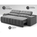 Ver imagem 6 de Sofá com Porta Copos Carregador Usb Ret Rec Samurai 2,50m Velosuede Grafite - Netsofas