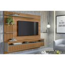Ver imagem 1 de Painel Quarto P/ Tv até 65 Pol Araruna C/ 2 Porta e 3 Prateleiras 200x170cm Amêndoa/titânio -