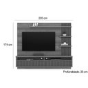 Ver imagem 3 de Painel Quarto P/ Tv até 65 Pol Araruna C/ 2 Porta e 3 Prateleiras 200x170cm Amêndoa/titânio -