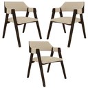 Ver imagem 2 de Kit 3 Cadeiras Sala de Jantar e Jogos Carteados Madeira Maciça Poker Linho Offwhite/capuccino G42 -