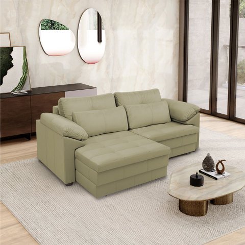 Sofá Retrátil Elétrico Sala de Estar Nolan Bipartido 175cm Conforto Premium em Couro Fendi G58 - Gra