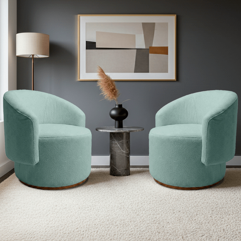 Kit 02 Poltrona Decorativa Orgânica Espanha para Sala Bouclê:verde Menta