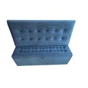 Ver imagem 1 de KIT CABECEIRA PAINEL E RECAMIER PUFF BAÚ BEIRA DE CAMA BOX PADRÃO - 1,38 CM - AZUL MARINHO