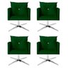 Kit 4 Poltrona Aline com Strass Base Giratória em Alumínio para Sala de Estar Suede Verde - - 1