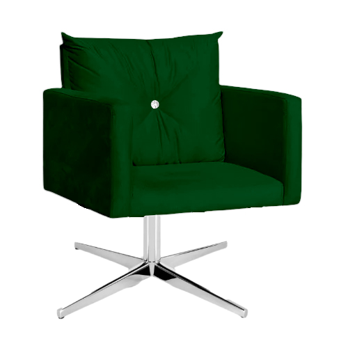 Kit 4 Poltrona Aline com Strass Base Giratória em Alumínio para Sala de Estar Suede Verde - - 3