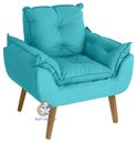 Ver imagem 2 de Kit 02 Poltrona/cadeira Decorativa Glamour com Pés Quadrado Azul Turquesa