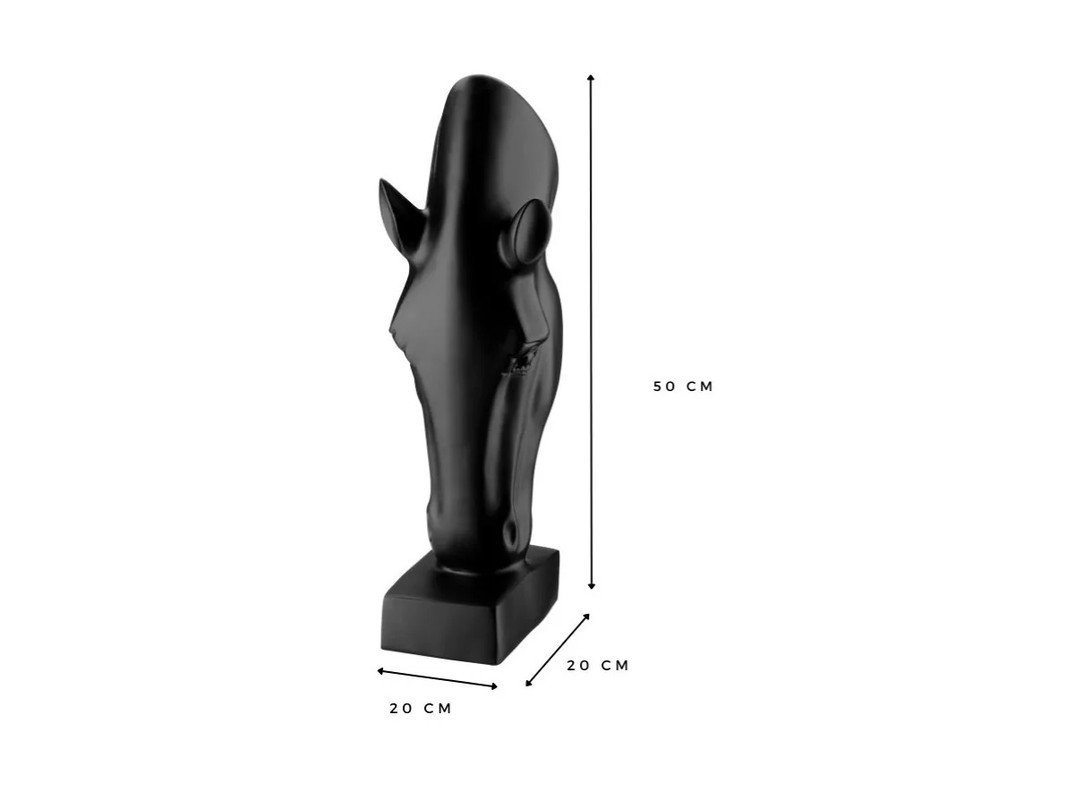 Escultura Estátua Decorativa Cabeça de Cavalo Pequena 50cm:preto Fosco - 2