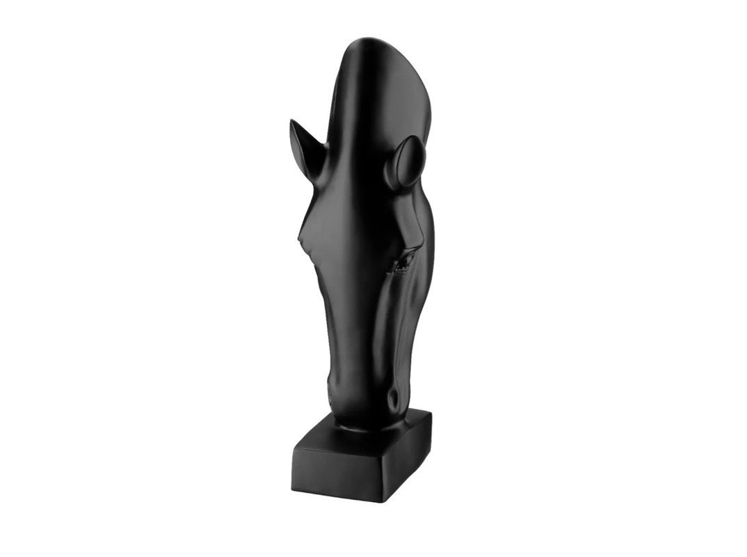 Escultura Estátua Decorativa Cabeça de Cavalo Pequena 50cm:preto Fosco