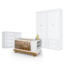 Ver imagem 1 de Quarto de Bebê Americano 4 Portas Com berço Multifuncional Bkids Branco Freijó Eco Wood - Matic