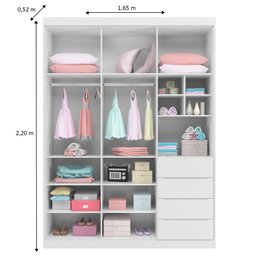 Guarda Roupa Infantil 3 Portas 4 Gavetas Lua P04 Branco - Mpozenato - 4