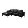 Sofá de Couro Asti 2 Lugares com Chaise Esquerda Preto Pigmentado - Mempra Design - 1