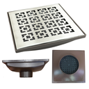 Ver imagem 1 de Ralo Quintal 20x20 Inox 304 Modelo Dubai Coletor Marrom Saída 100mm e 2 Telas Anti Insetos