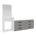 Ver imagem 2 de Cômoda Penteadeira Valência 6 Gavetas Espelho 209x160cm Cinza/Branco 250802