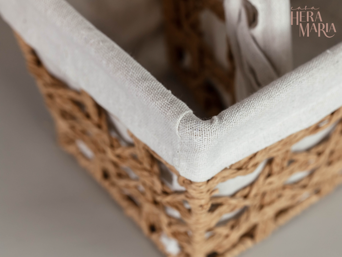 Ver imagem 7 de CESTO ORGANIZADOR FIBRA NATURAL ALGODÃO GRANDE C/ ALÇA:Natural e Branco