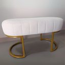 Ver imagem 5 de Puff Banco Luna Versátil Branco Bouclê Pé Metal Quarto Sala