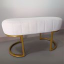 Ver imagem 2 de Puff Banco Luna Versátil Branco Bouclê Pé Metal Quarto Sala