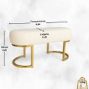 Ver imagem 4 de Puff Banco Luna Versátil Branco Bouclê Pé Metal Quarto Sala