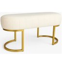 Ver imagem 3 de Puff Banco Luna Versátil Branco Bouclê Pé Metal Quarto Sala