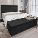 Ver imagem 2 de Conjunto Cabeceira Casal e Recamier Baú 1,60m Suede Preto