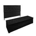 Ver imagem 1 de Conjunto Cabeceira Casal e Recamier Baú 1,60m Suede Preto