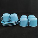 Ver imagem 2 de Jogo de Xícaras com Pires 6 Canecas Esmaltada 180ml Chá Café Azul